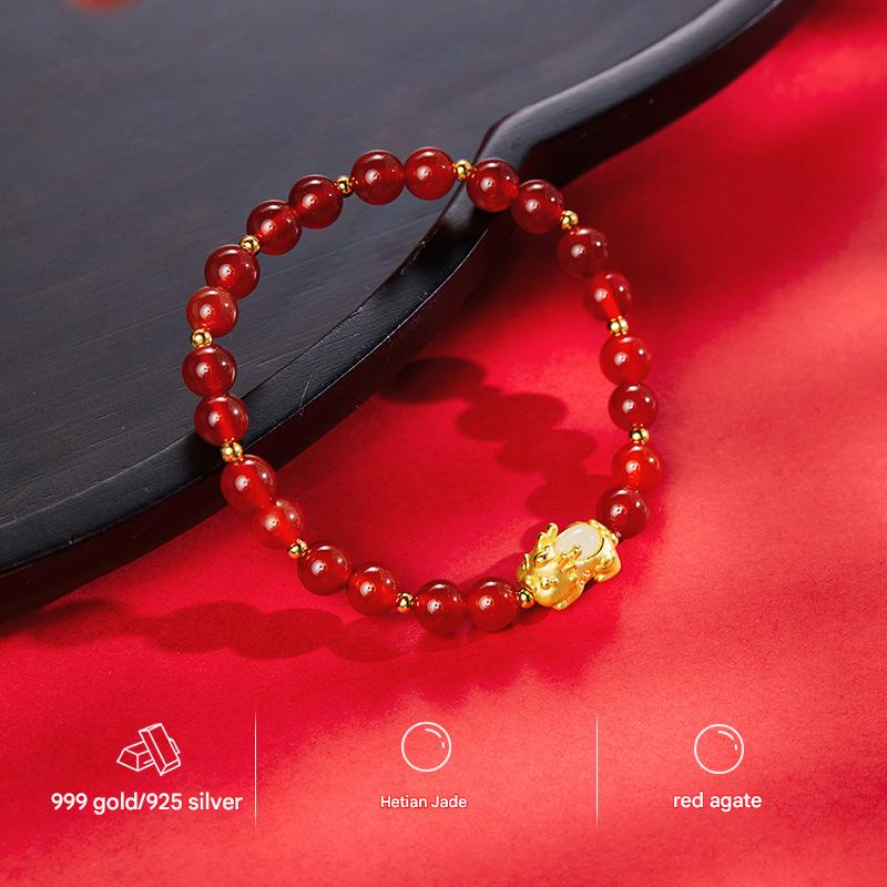足金999貔貅镶和田玉红玛瑙串珠手串001.jpg