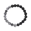999 Silver Gold Obsidian Black Hair Quartz Beaded Bracelet for Men High-end Jewelry