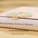 Natural Hetian jade round bead peace buckle bracelet S925 sterling silver bracelet light luxury high-end gift