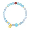 S925 sterling silver aquamarine and red agate lucky beads bracelet exquisite high-end design female hand jewelry