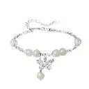 S925 sterling silver and Tian jade silver butterfly bracelet female summer light luxury high-end transfer beads hand string gift