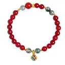 Pure silver 999 Lucky four-leaf clover bracelet red agate bracelet for women new Chinese retro red high-end Mother's Day gift