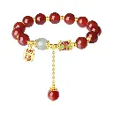 Sterling silver lucky brand red agate bracelet female national style diy hand-woven zodiac year autumn and winter jewelry wholesale