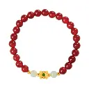 999 Pure Gold Hetian Jade Red Agate Beaded Bracelet for Women New Chinese Style Fortune Beads High-end Zodiac Year Bracelet