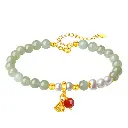 S925 silver two worlds joy pearl bracelet female natural Hetian jade red agate beaded bracelet jewelry