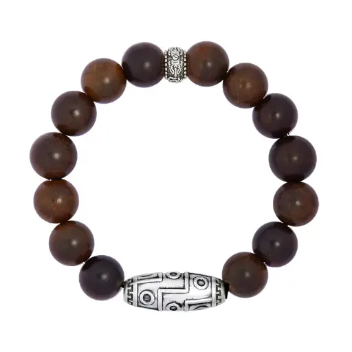 999 Pure Silver Lucky Dzi Beads Rosewood Beaded Bracelet Men's Retro High-end Jewelry Bracelet