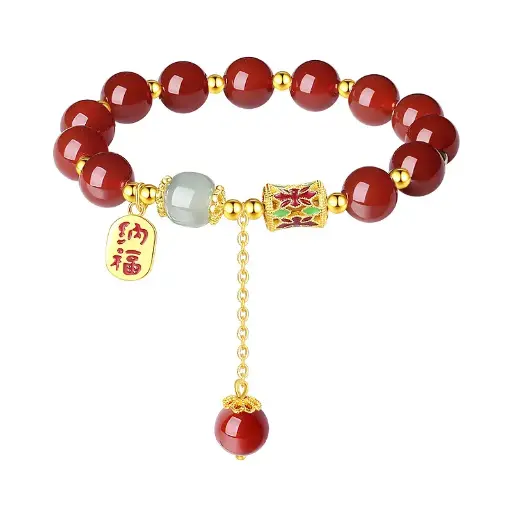 Sterling silver lucky brand red agate bracelet female national style diy hand-woven zodiac year autumn and winter jewelry wholesale