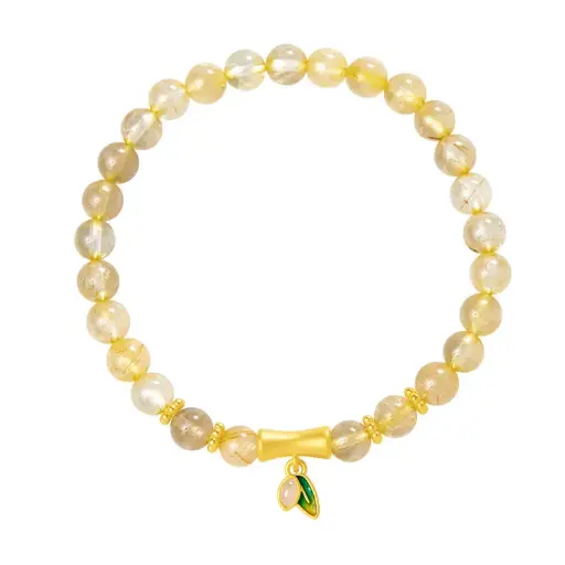 999 Pure Gold Bamboo Golden Hair crystal Beaded Bracelet Does Not Fade New Chinese Style High-end Female Jewelry